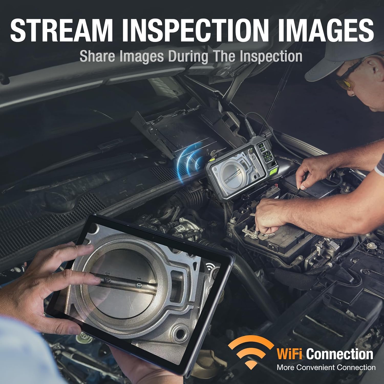 Teslong Teslong Triple Lens Borescope 7 Inch IPS Screen 1080P HD Industrial Endoscope Inspection Camera 16.5FT Flexible Waterproof Pipe Snake Tool - View 6 of 8