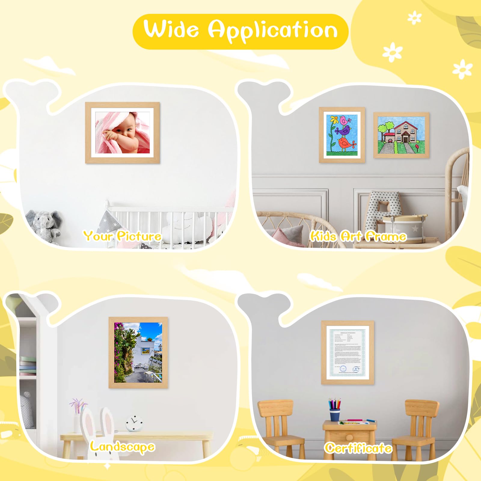 JDZIVTOP Kids Artwork Frame 2 Pack Natural Woodgrain 10x12.5 Changeable Front Opening 8.5x11 Storage for Crafts Drawings Schoolwork - View 6 of 6