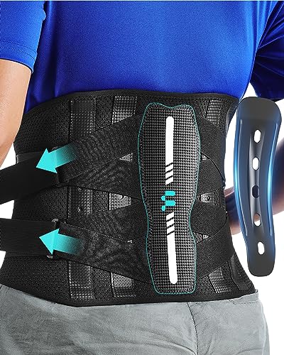 Fitomo Lightweight Carbon Fiber Back Brace for Men with Ergonomic Support and Breathable Mesh for Lower Back Pain Relief and Posture Correction