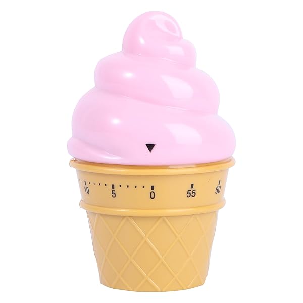 GANAZONO GANAZONO Ice Cream Timer Wind Up Mechanical Kitchen Timer Reliable Time Reminder Pink
