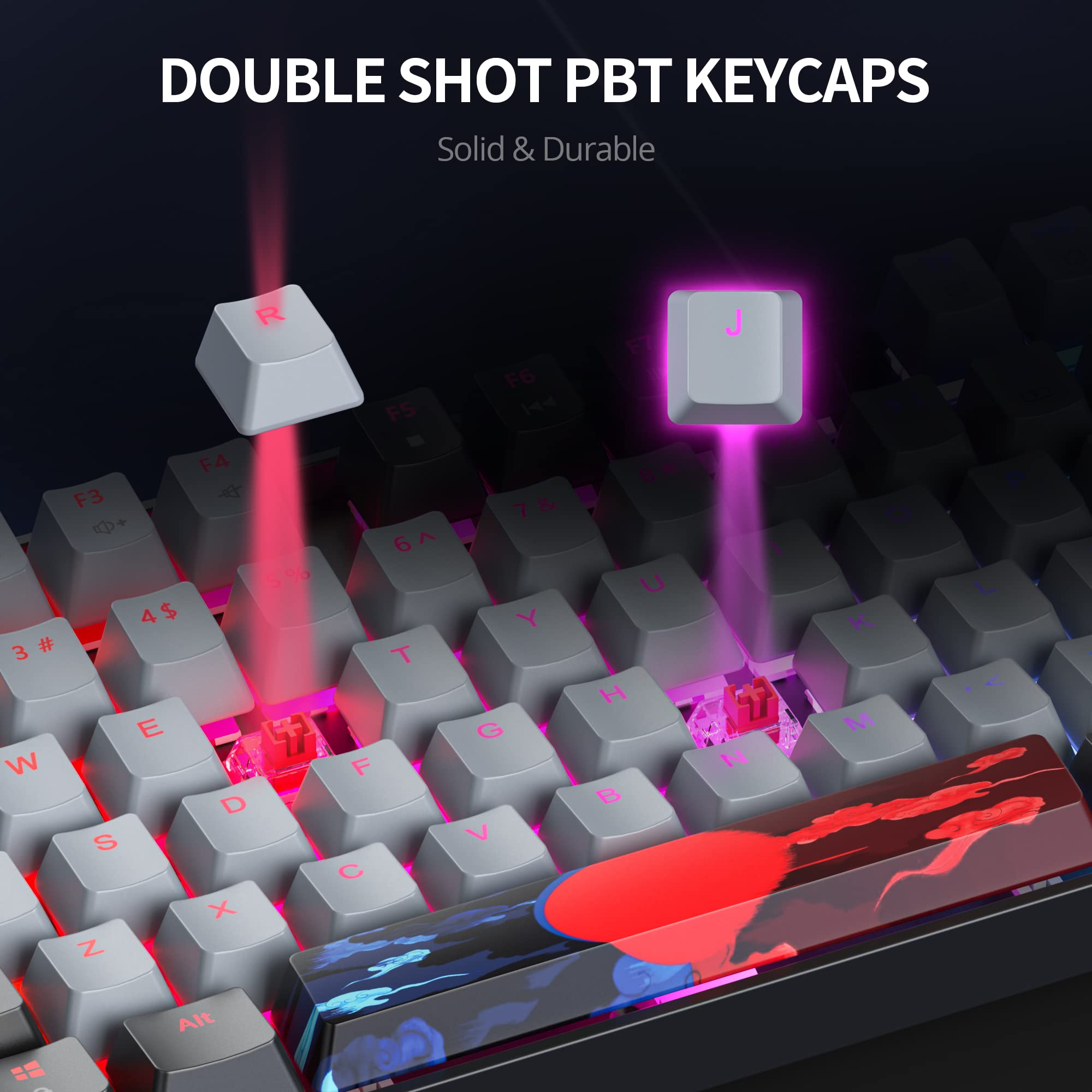 Owpkeenthy 75% Mechanical Gaming Keyboard with Red Switch, RGB Backlit Keyboard, 87 Keys Compact TKL Wired Computer Keyboards for Laptop PC Gamer - View 5 of 8