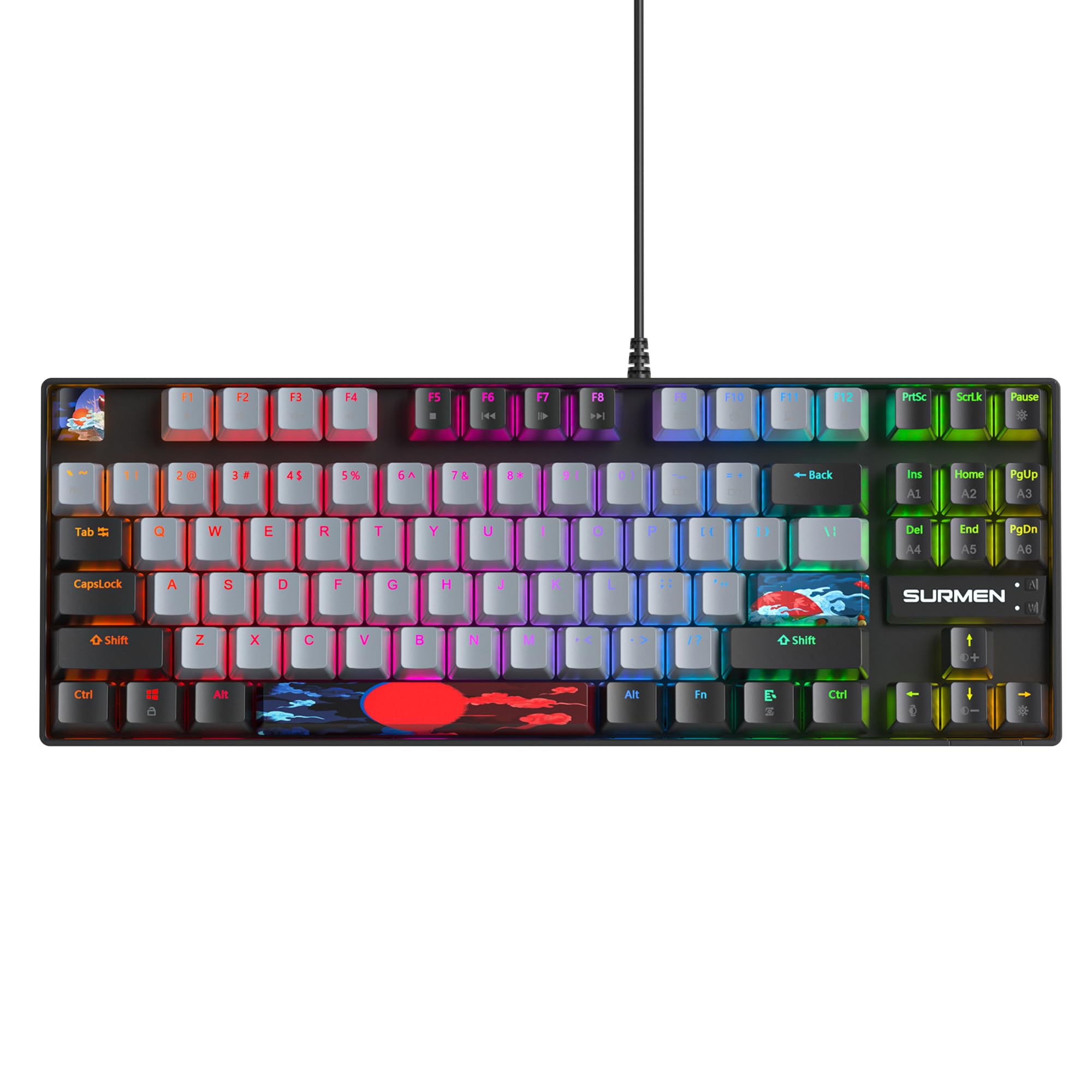 Owpkeenthy 75% Mechanical Gaming Keyboard with Red Switch, RGB Backlit Keyboard, 87 Keys Compact TKL Wired Computer Keyboards for Laptop PC Gamer - View 8 of 8