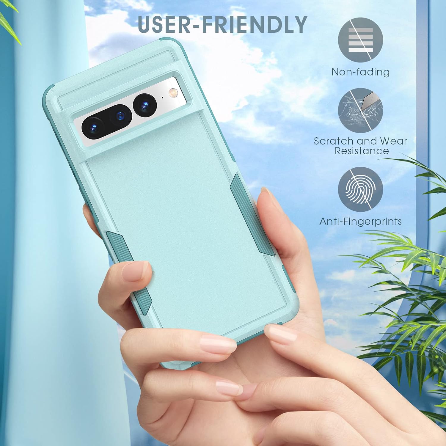 MATEPROX MATEPROX 2-in-1 Rugged Heavy Duty Case for Google Pixel 7A Shockproof Protective Cover with Anti-Slip Textured Back Mint Green - View 4 of 7