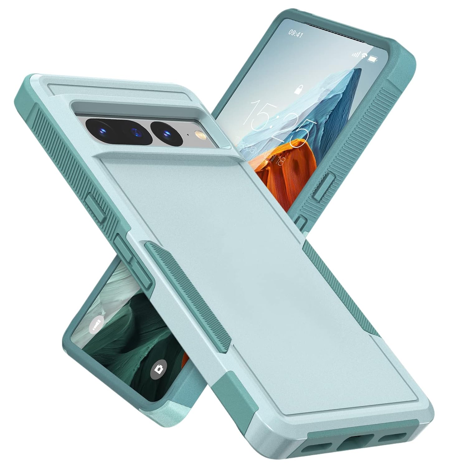 MATEPROX MATEPROX 2-in-1 Rugged Heavy Duty Case for Google Pixel 7A Shockproof Protective Cover with Anti-Slip Textured Back Mint Green