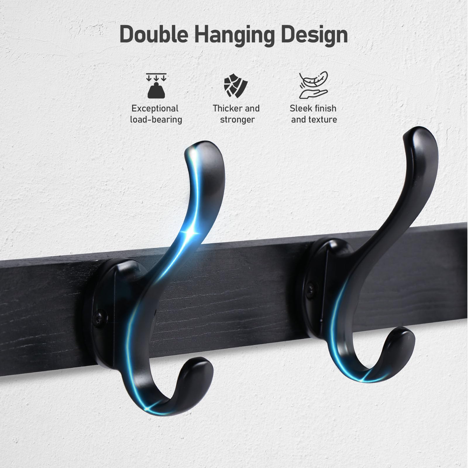 Tatub Tatub 29 Inch Coat Rack Wall Mount with Shelf and Hooks for Entryway Bathroom Living Room Bedroom Black - View 6 of 8