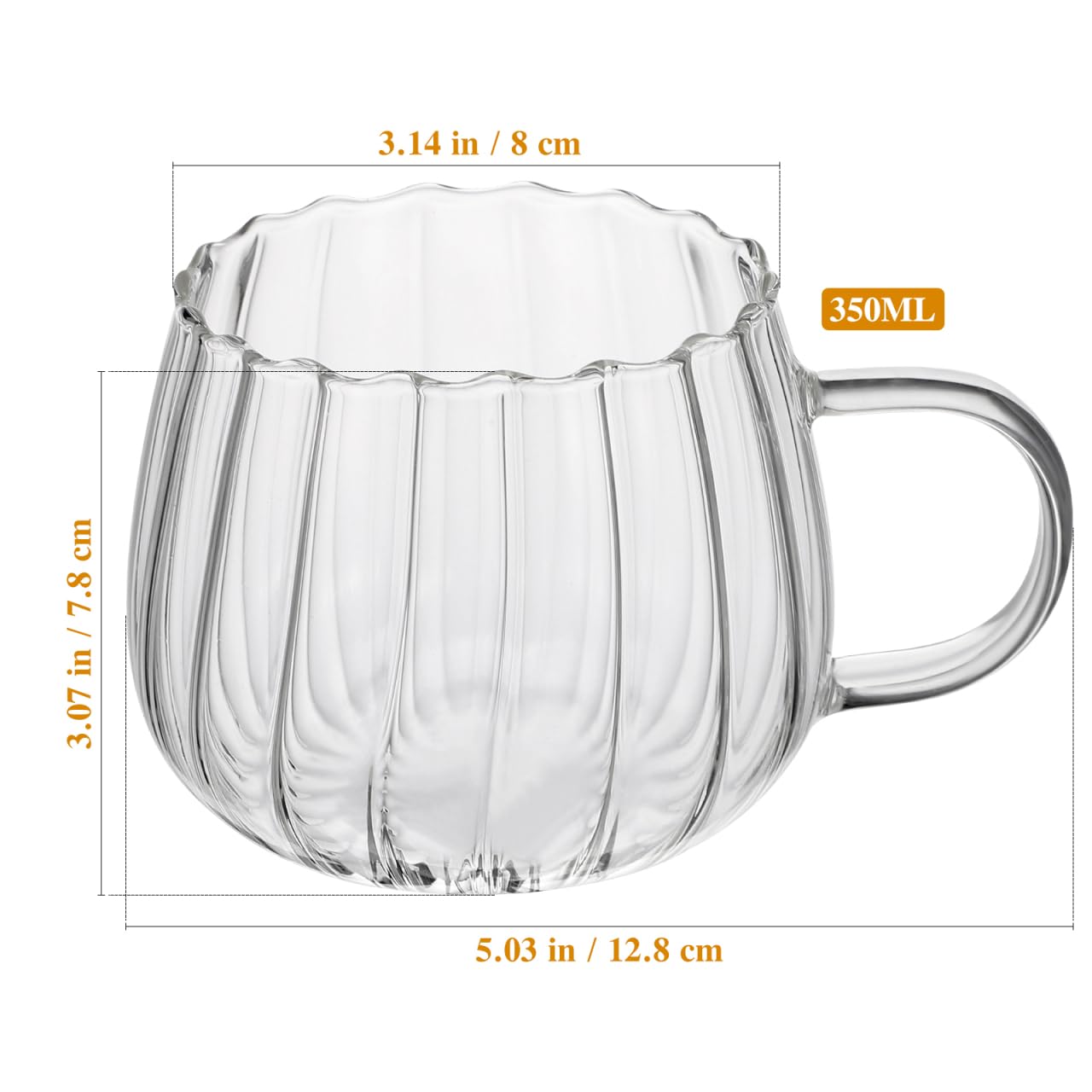 DOITOOL DOITOOL 2Pcs Clear Glass Coffee Cups 350ml with Handle Perfect for Tea and Coffee at Home or Office - View 2 of 9