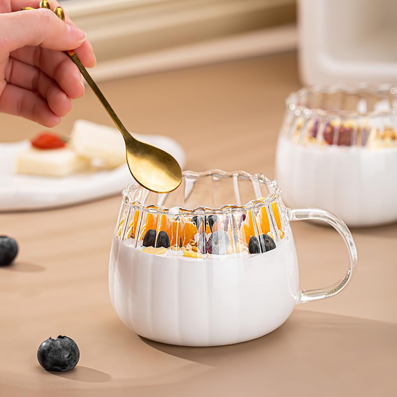 DOITOOL DOITOOL 2Pcs Clear Glass Coffee Cups 350ml with Handle Perfect for Tea and Coffee at Home or Office - View 3 of 9