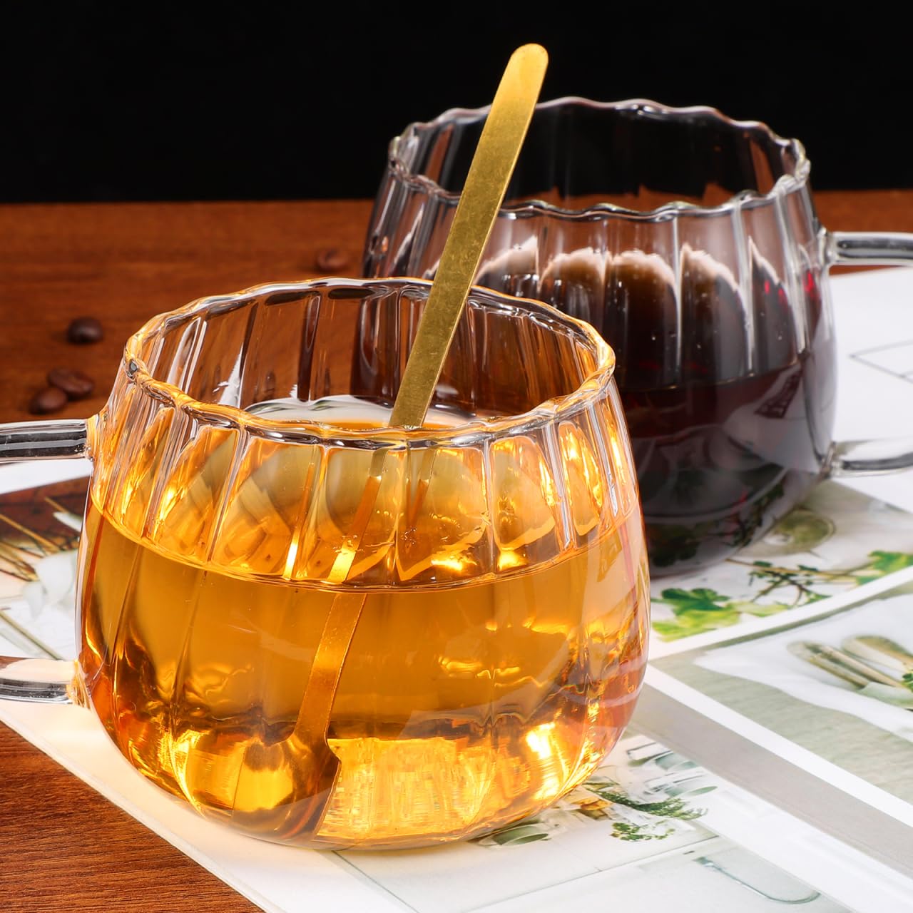 DOITOOL DOITOOL 2Pcs Clear Glass Coffee Cups 350ml with Handle Perfect for Tea and Coffee at Home or Office - View 4 of 9