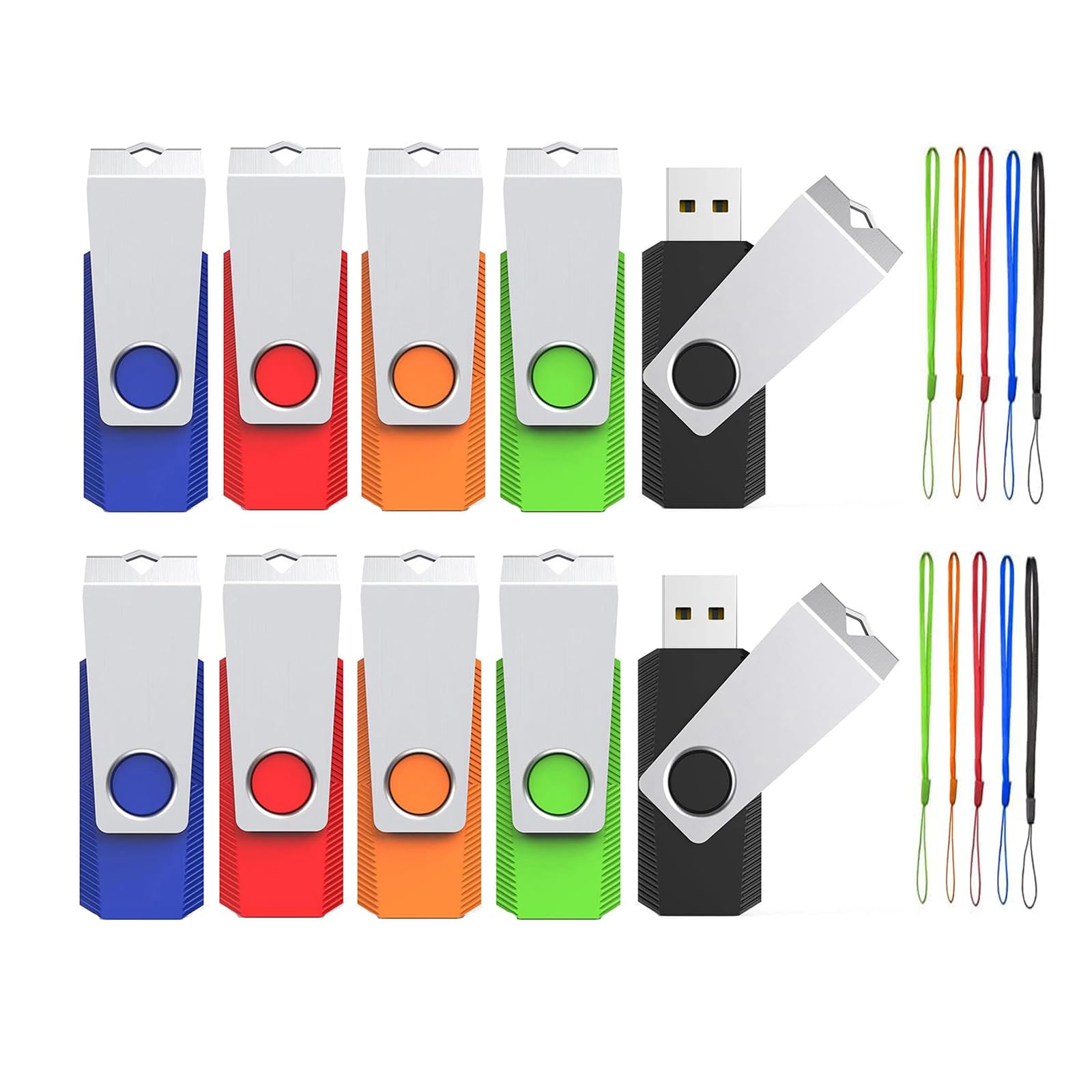 Wooolken 1GB Flash Drive 10 Pack Wooolken USB 2.0 Memory Stick for Data Storage and Backup in Mixed Colors