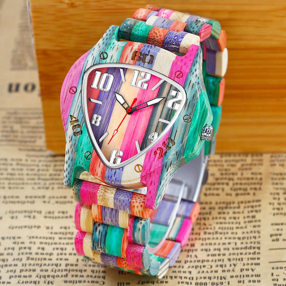 Dentily Dentily Men's Handmade Wooden Triangle Analog Quartz Watch Classic Wood Watches for Men - View 2 of 7