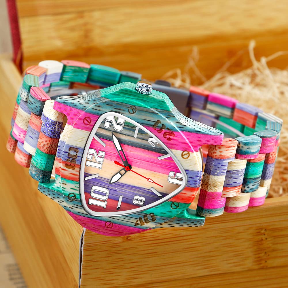 Dentily Dentily Men's Handmade Wooden Triangle Analog Quartz Watch Classic Wood Watches for Men - View 3 of 7