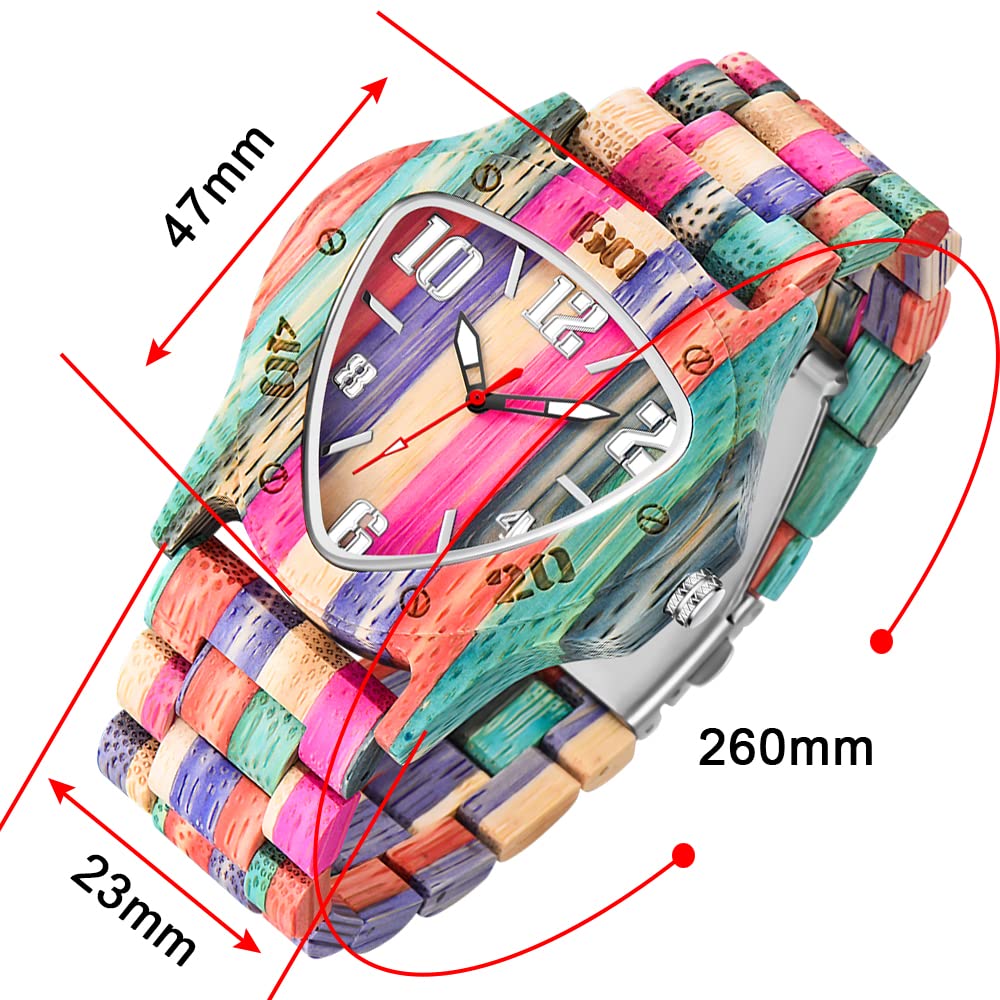 Dentily Dentily Men's Handmade Wooden Triangle Analog Quartz Watch Classic Wood Watches for Men - View 4 of 7