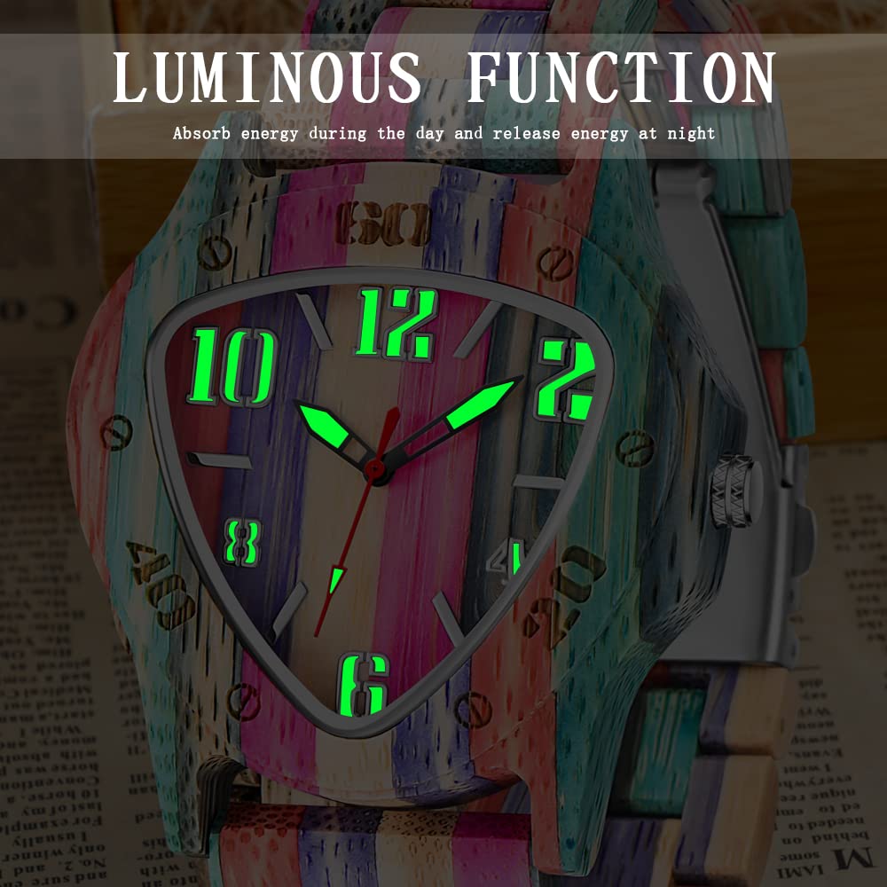 Dentily Dentily Men's Handmade Wooden Triangle Analog Quartz Watch Classic Wood Watches for Men - View 5 of 7