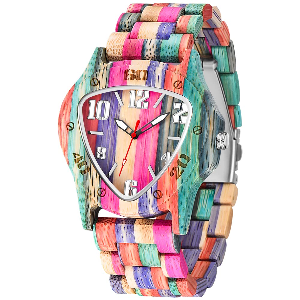 Dentily Dentily Men's Handmade Wooden Triangle Analog Quartz Watch Classic Wood Watches for Men