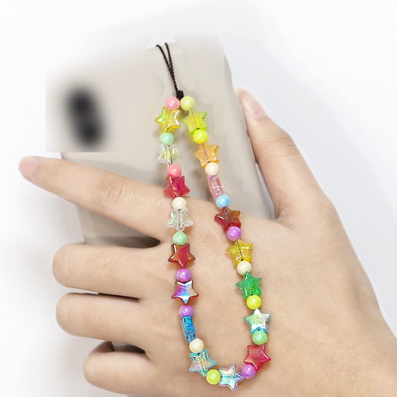 Kefley Star Phone Chain Rainbow Beaded Lanyard Aesthetic Handmade Cell Phone Charms Cute Accessories for Teen Girls and Women - View 2 of 4