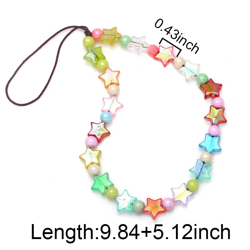 Kefley Star Phone Chain Rainbow Beaded Lanyard Aesthetic Handmade Cell Phone Charms Cute Accessories for Teen Girls and Women - View 4 of 4