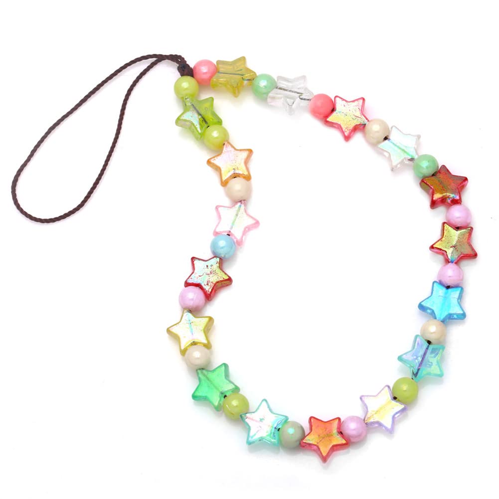 Kefley Star Phone Chain Rainbow Beaded Lanyard Aesthetic Handmade Cell Phone Charms Cute Accessories for Teen Girls and Women