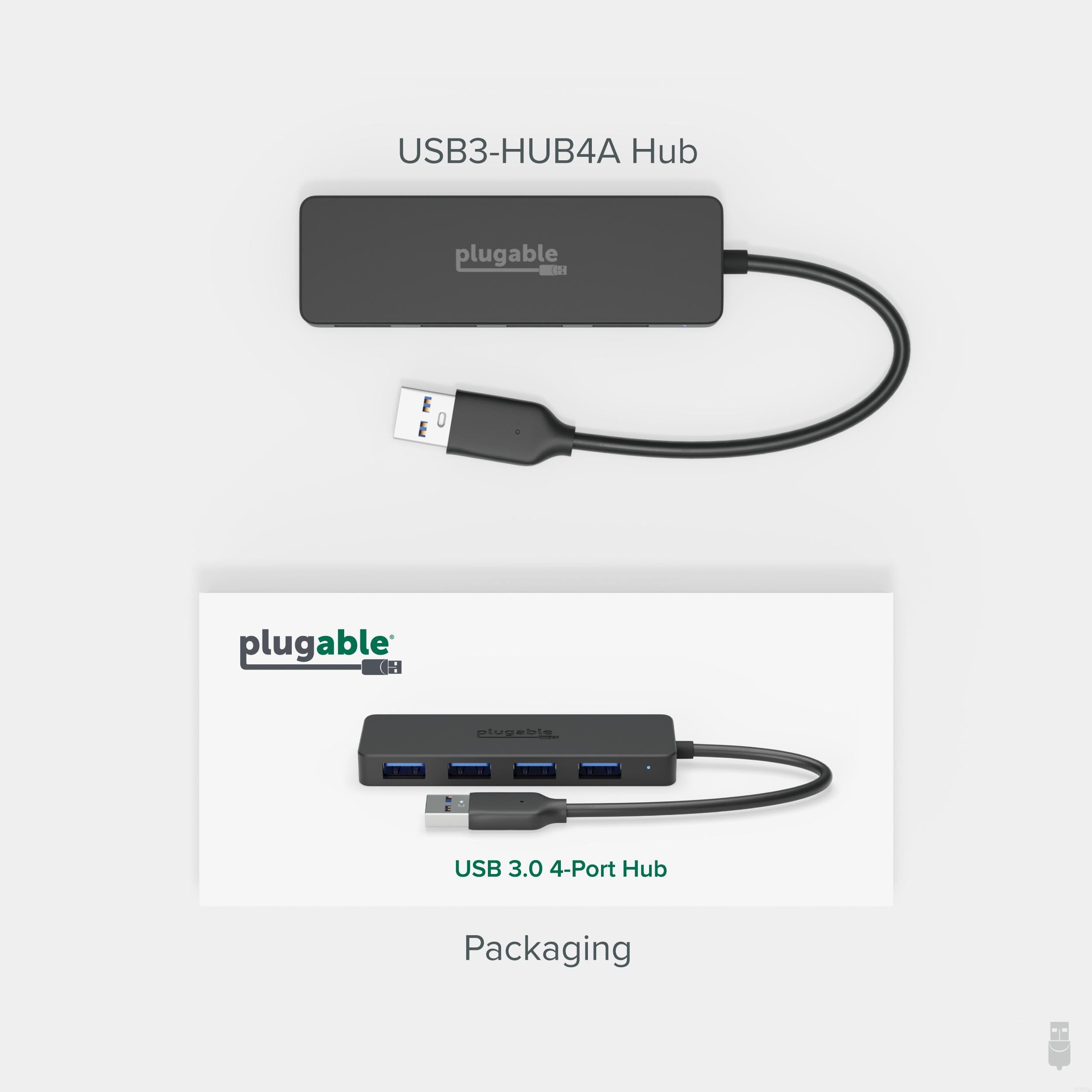 Plugable Plugable 4 Port USB Hub 3.0 USB Splitter for Laptop Compatible with Windows Surface Pro PC Chromebook Linux Android - View 6 of 6