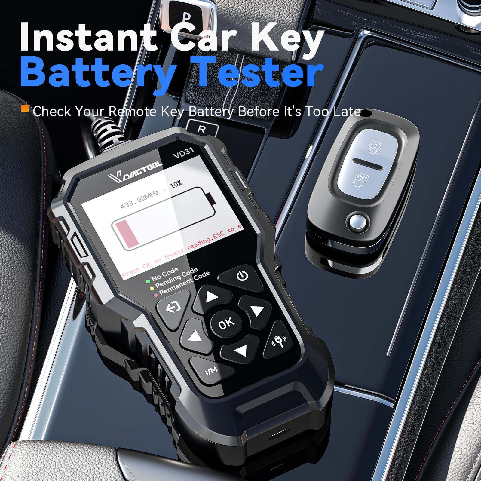 Car Code Reader VDIAGTOOL VD31, OBD2 Scanner with Car Key Battery Tester, OBD2 Scanner Diagnostic Tool, Check Engine Code Reader for Cars and Trucks, - View 5 of 9