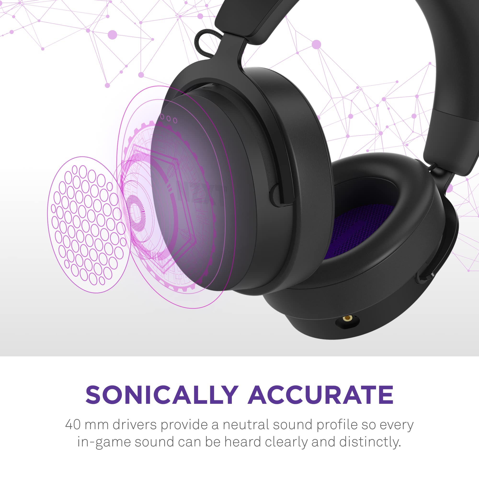 NZXT NZXT Relay Wired PC Gaming Headset Hi-Res Audio DTS Headphone X 7.1 Surround Sound Lightweight Comfortable Design Detachable Microphone Black - View 3 of 9