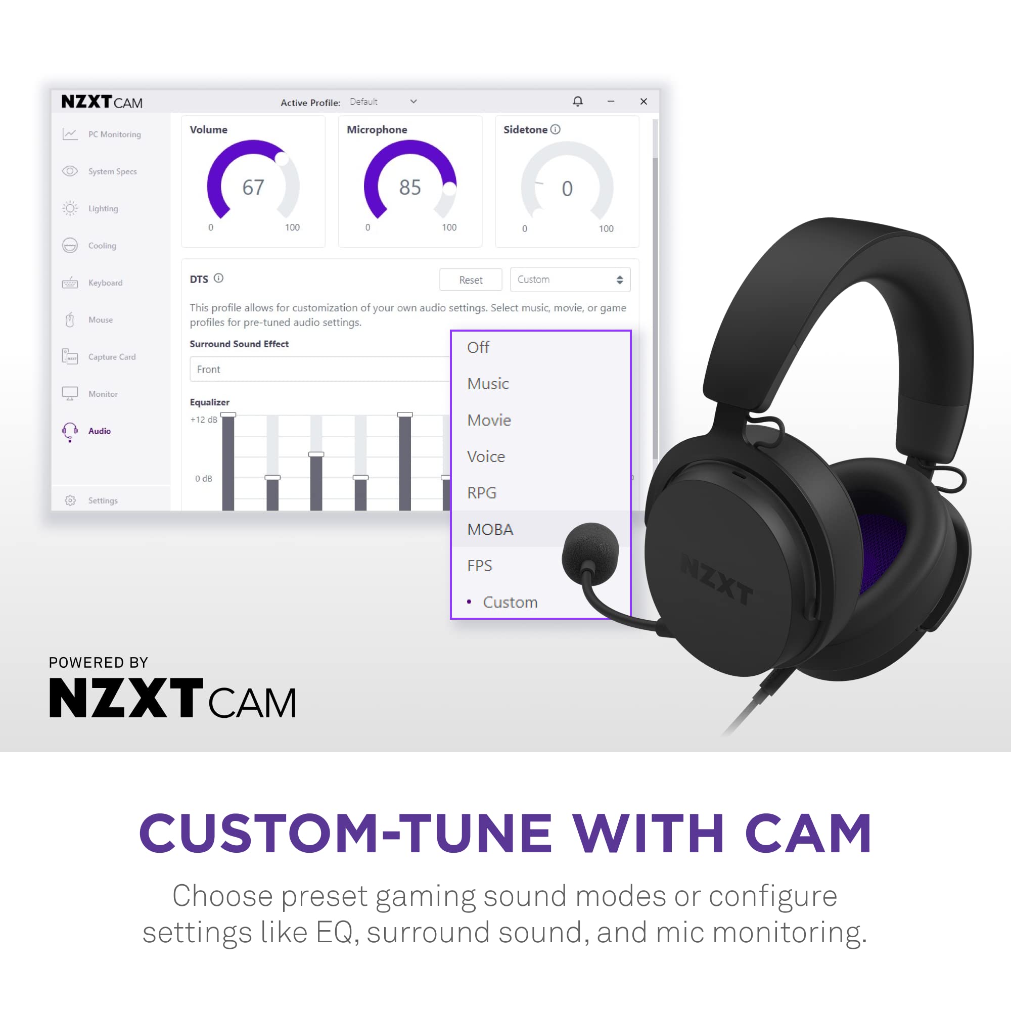 NZXT NZXT Relay Wired PC Gaming Headset Hi-Res Audio DTS Headphone X 7.1 Surround Sound Lightweight Comfortable Design Detachable Microphone Black - View 8 of 9