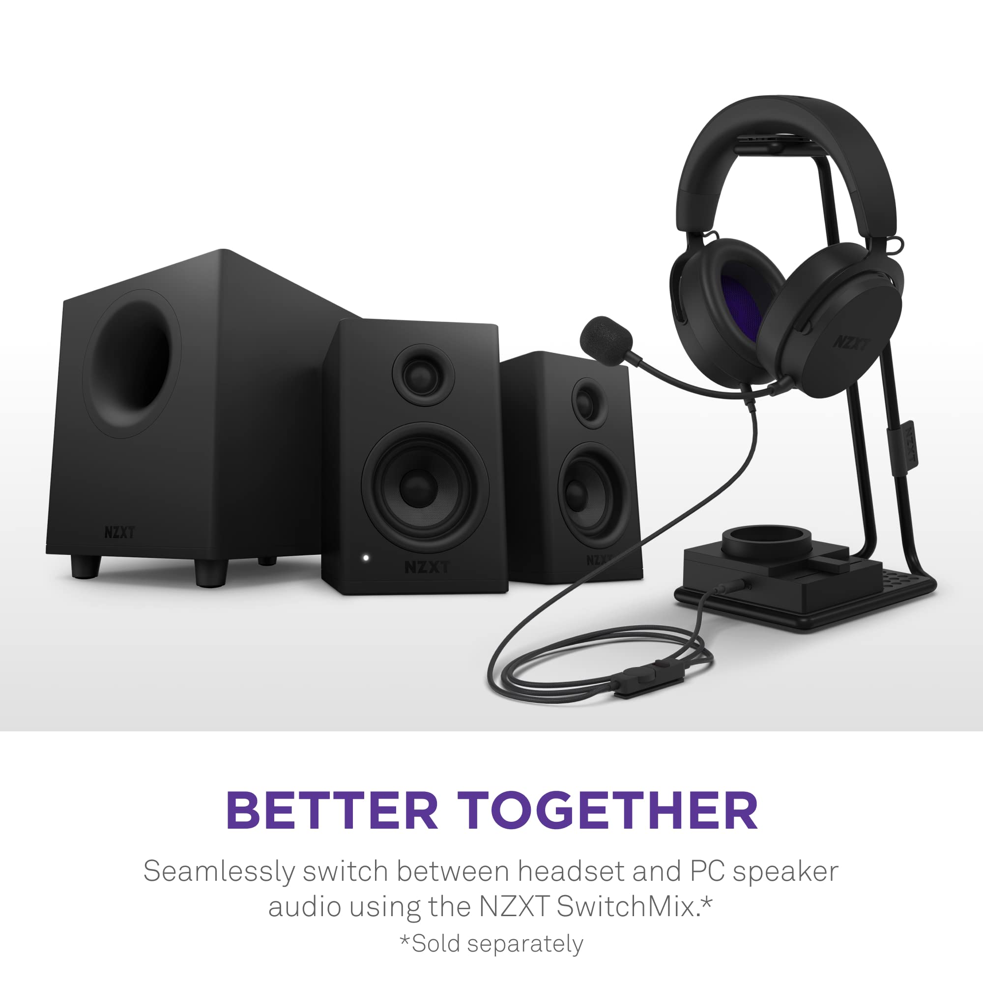 NZXT NZXT Relay Wired PC Gaming Headset Hi-Res Audio DTS Headphone X 7.1 Surround Sound Lightweight Comfortable Design Detachable Microphone Black - View 9 of 9