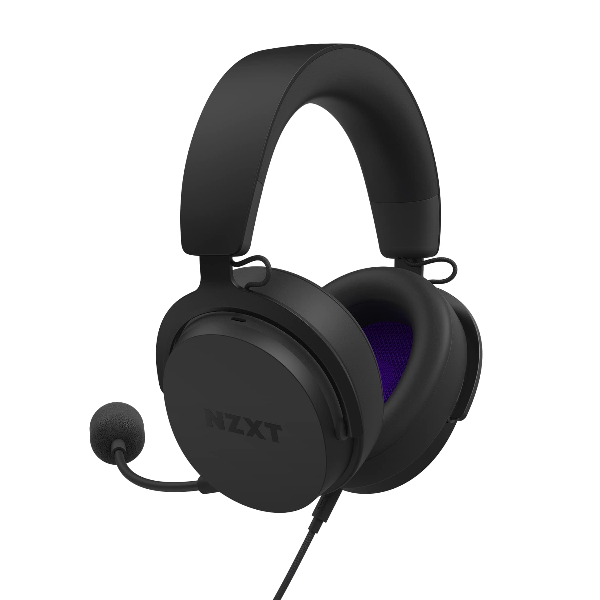NZXT NZXT Relay Wired PC Gaming Headset Hi-Res Audio DTS Headphone X 7.1 Surround Sound Lightweight Comfortable Design Detachable Microphone Black