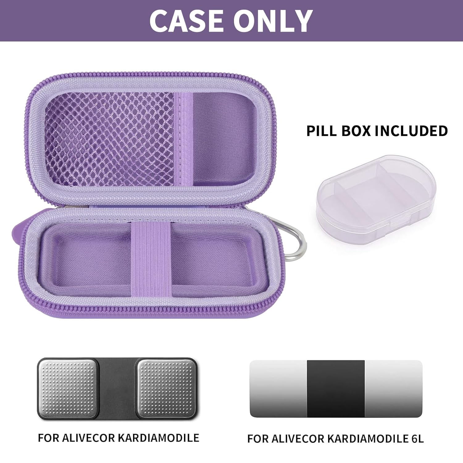 PAIYULE Heart Rate Monitor Case for AliveCor KardiaMobile 1L 6L EKG Storage Holder Portable Organizer with Pill Box Full Black - View 2 of 7