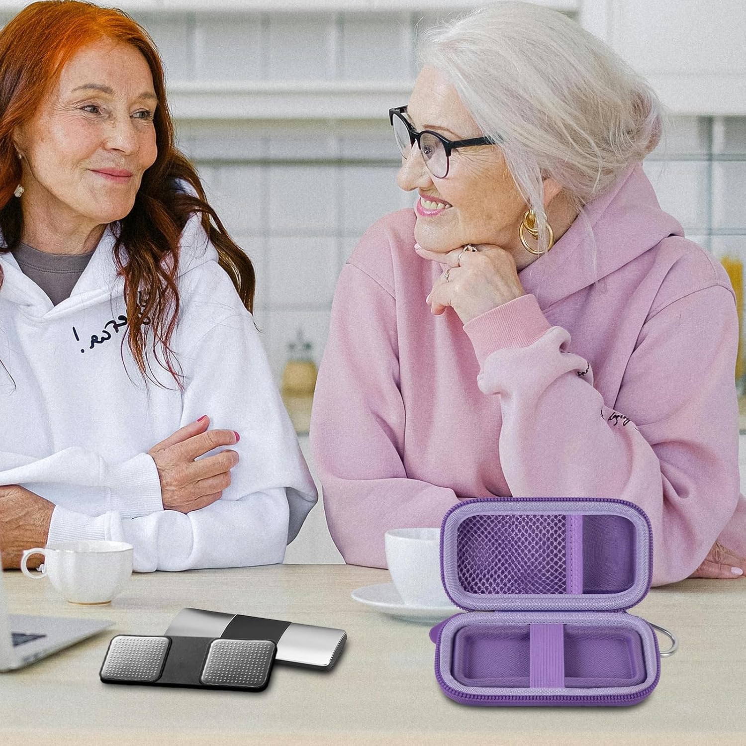 PAIYULE Heart Rate Monitor Case for AliveCor KardiaMobile 1L 6L EKG Storage Holder Portable Organizer with Pill Box Full Black - View 6 of 7