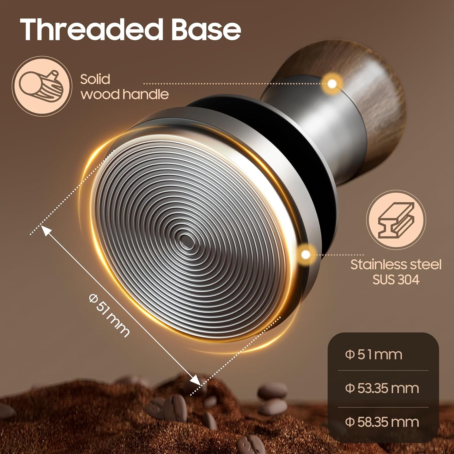 MHW-3BOMBER MHW-3BOMBER 51mm Espresso Tamper with Spring Loaded Design and Sound Feedback for Perfect Coffee Extraction Compatible with 51mm Portafilter - View 3 of 7