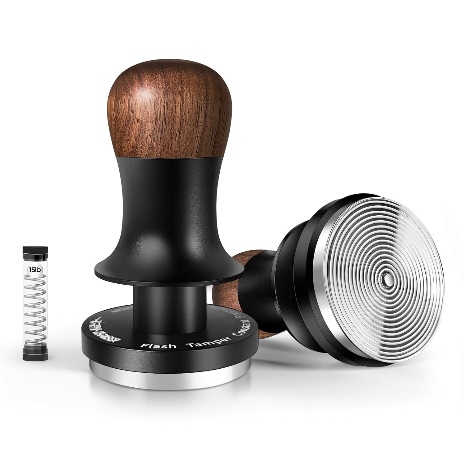 MHW-3BOMBER MHW-3BOMBER 51mm Espresso Tamper with Spring Loaded Design and Sound Feedback for Perfect Coffee Extraction Compatible with 51mm Portafilter