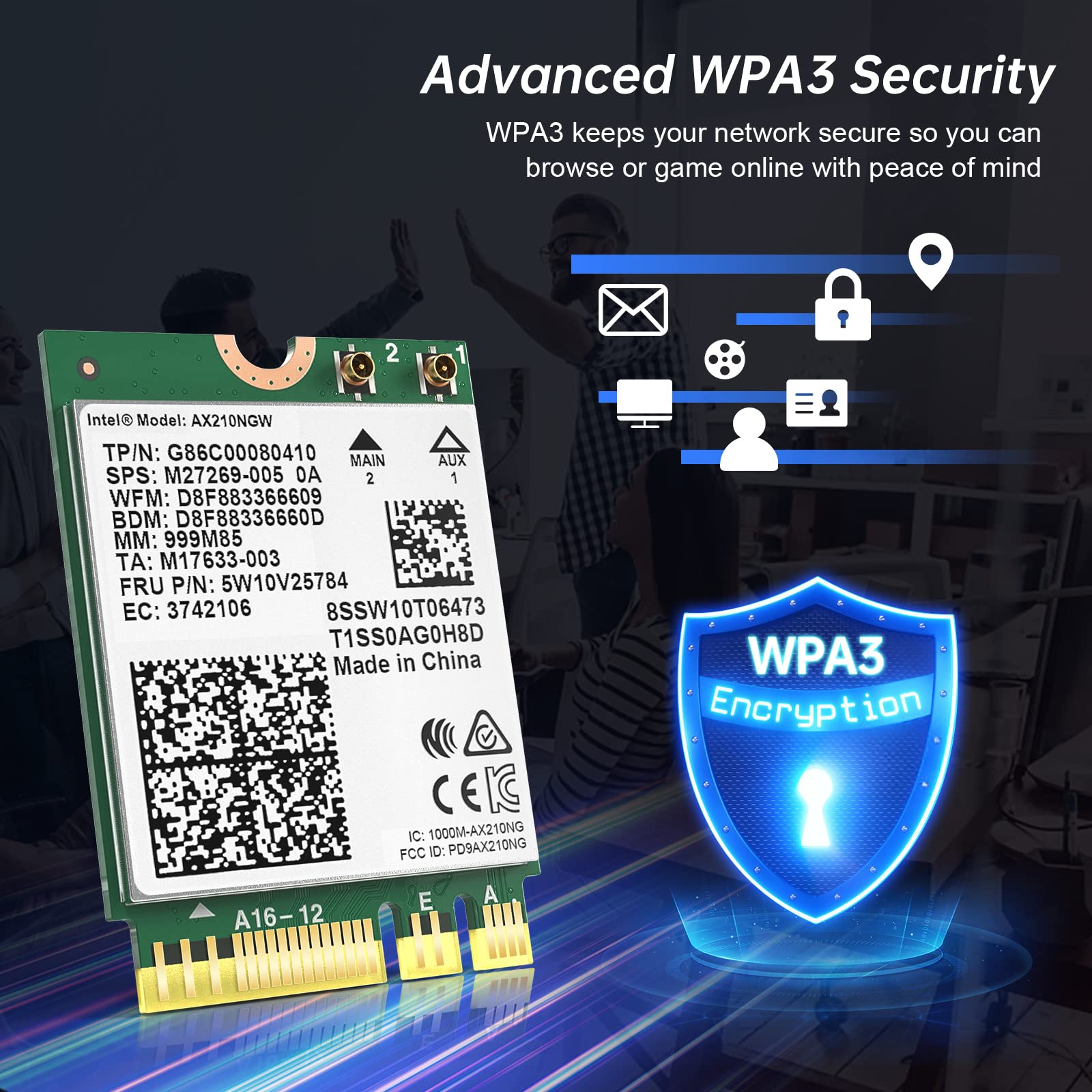 EDUP AX210HMW WiFi Card Wi-Fi 6E Mini PCIE Tri-Band Wireless Module Laptop Adapter Bluetooth 5.3 MU-MIMO Supports Windows 11 10 Linux - View 4 of 8