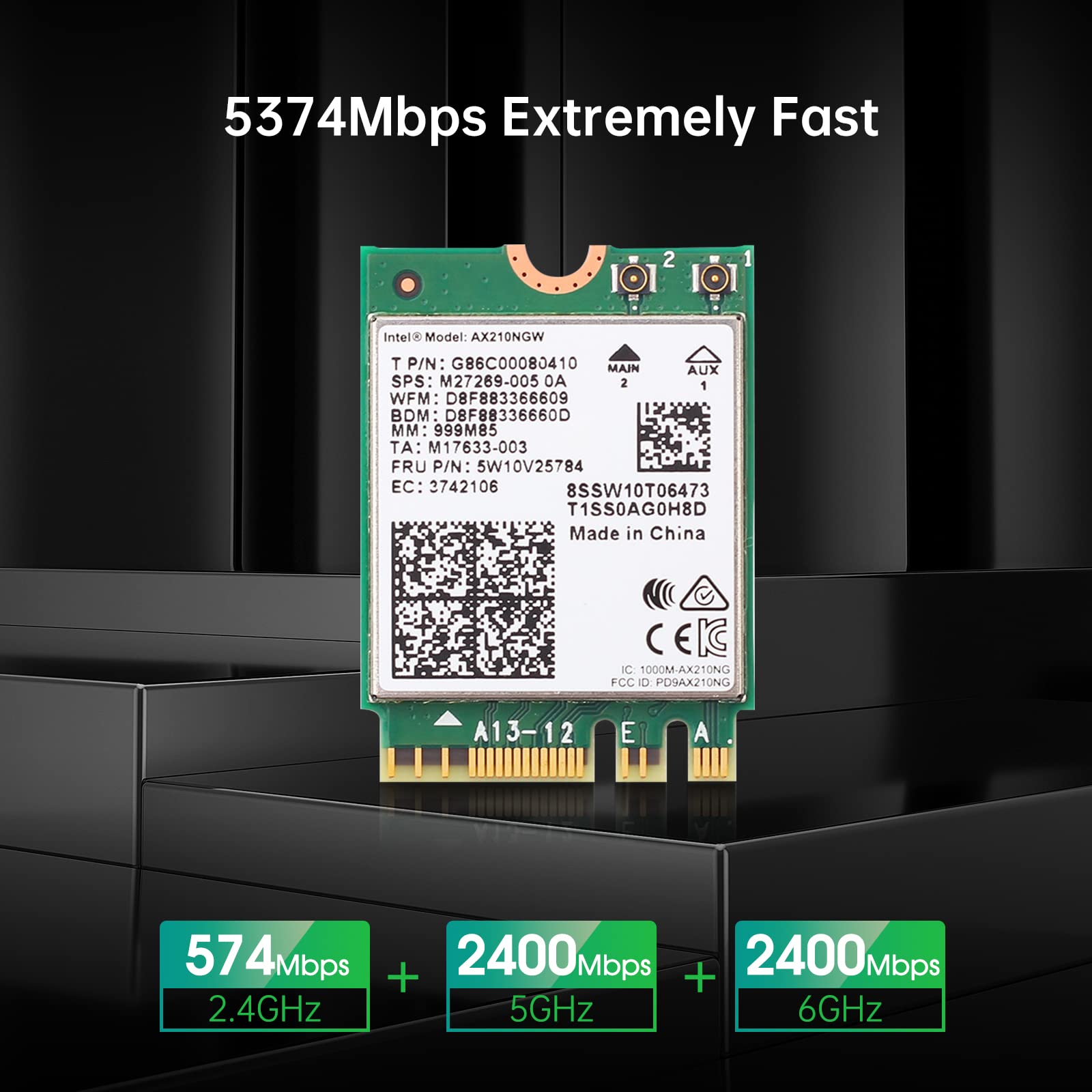 EDUP AX210HMW WiFi Card Wi-Fi 6E Mini PCIE Tri-Band Wireless Module Laptop Adapter Bluetooth 5.3 MU-MIMO Supports Windows 11 10 Linux - View 8 of 8