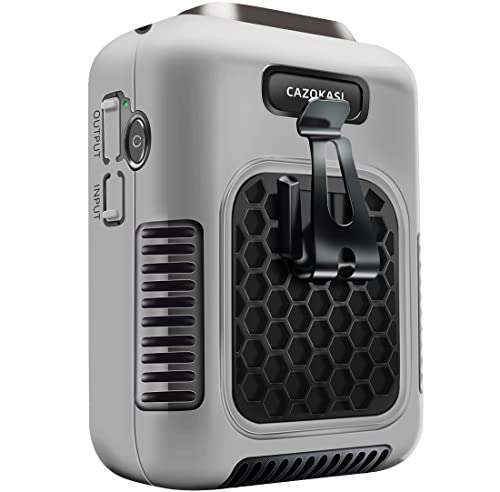 CAZOKASI 2023 Upgrade Wearable Waist Clip Fan: 6000mAh, 24H Cooling & Heatstroke Prevention - Portable Personal Fan (Gray)