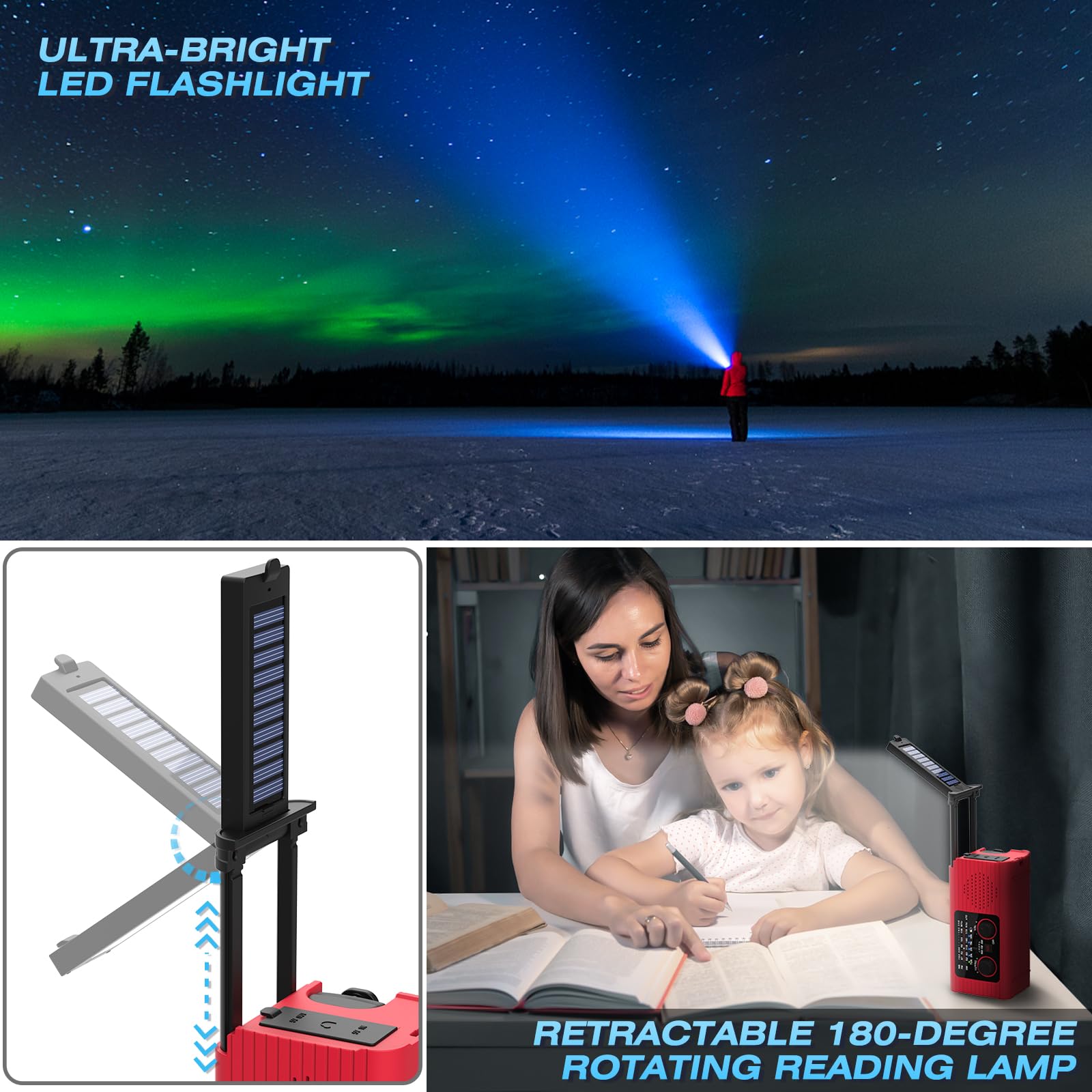 Nitigo NITIGO Emergency Weather Radio Solar Hand Crank USB NOAA Alert AM FM LED Flashlight Reading Lamp SOS Alarm for Outdoor Indoor Use - View 2 of 9