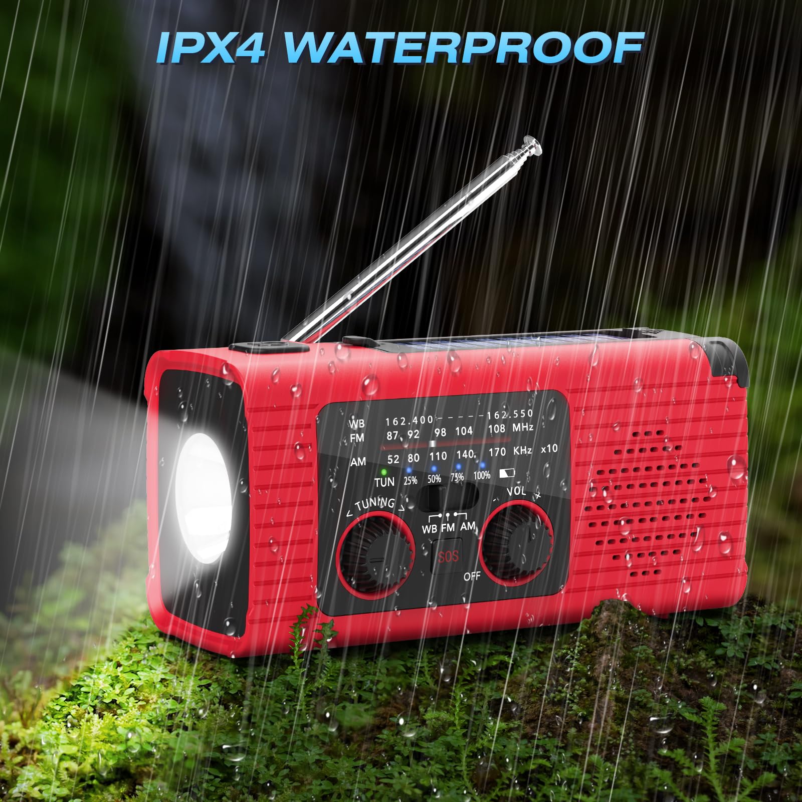 Nitigo NITIGO Emergency Weather Radio Solar Hand Crank USB NOAA Alert AM FM LED Flashlight Reading Lamp SOS Alarm for Outdoor Indoor Use - View 8 of 9