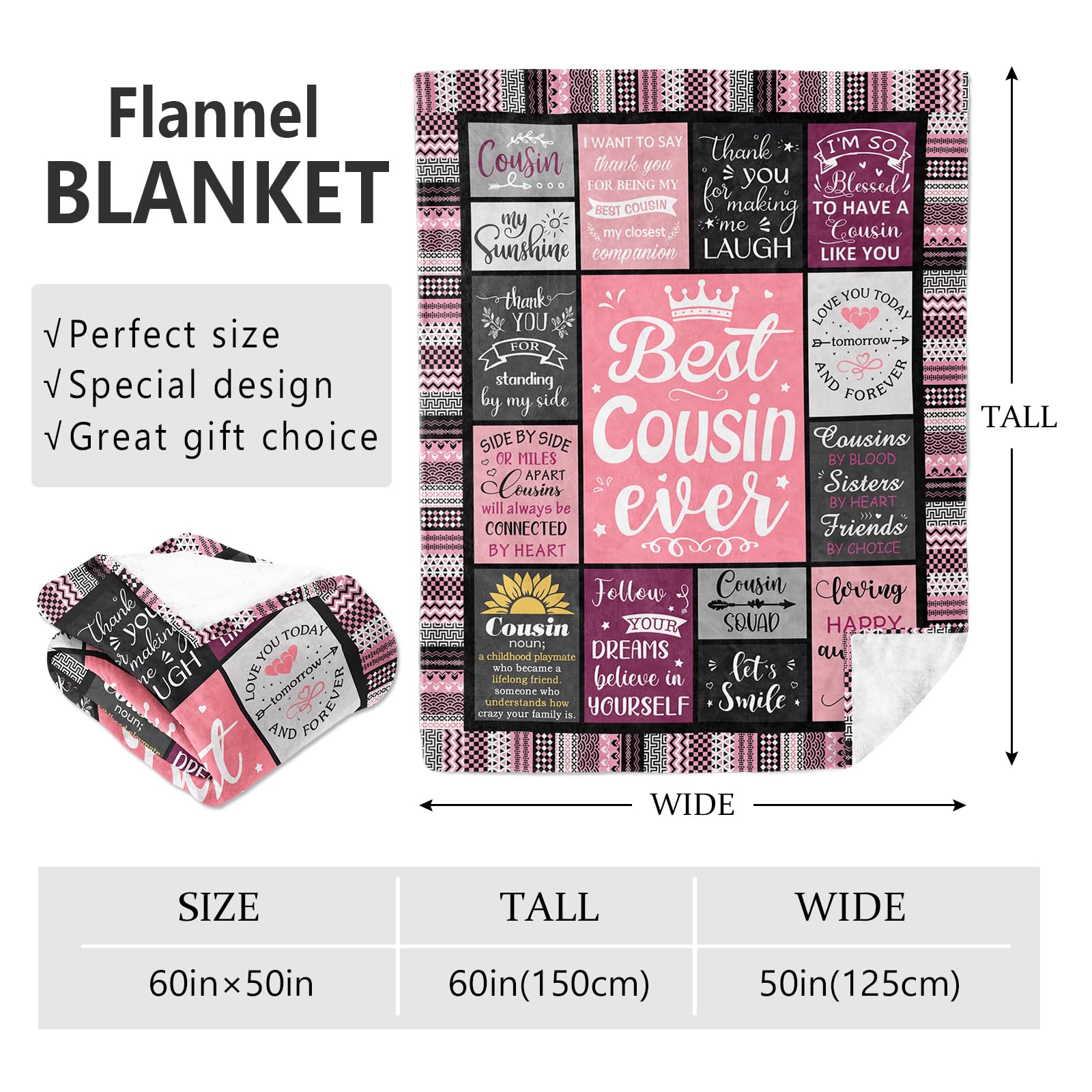 Mcurore Mcurore Cousin Gifts Blanket 60x50 Perfect for Women Birthday Christmas Best Ideas for Cousins Female Crew - View 2 of 7