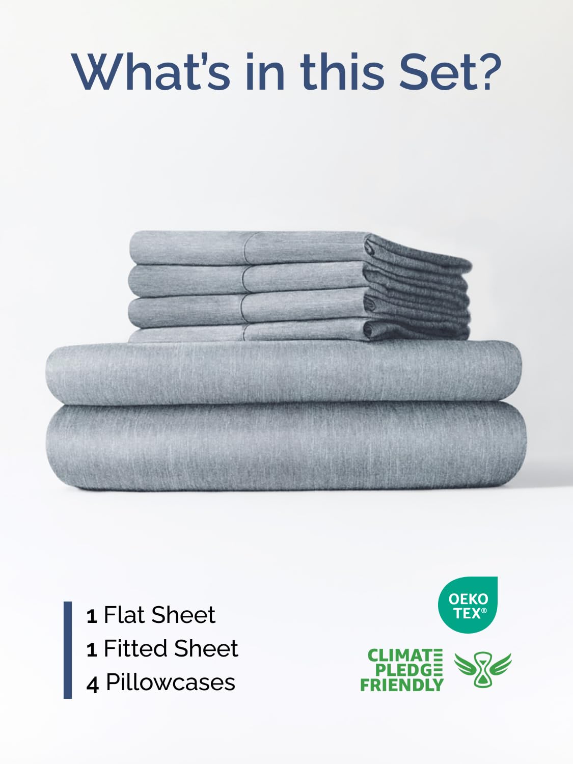 CGK Unlimited Extra Deep King Sheet Set 6 Piece Breathable Cooling Hotel Luxury Bedding 18-24 Inch Pockets Easy Fit Super Soft Wrinkle Free Heathered Blue - View 2 of 9