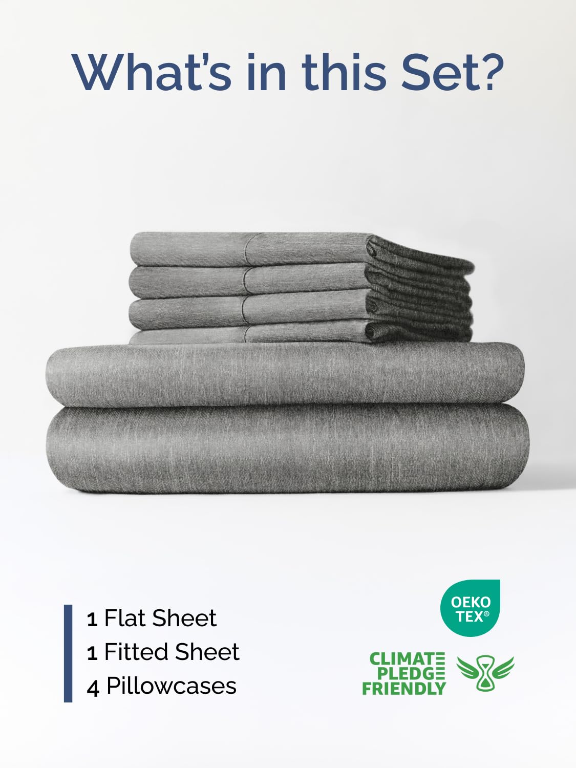 CGK Unlimited Extra Deep King Sheet Set 6 Piece Breathable Cooling Hotel Luxury Bedding with 18-24 Inch Pockets Super Soft Wrinkle Free Heathered Grey - View 2 of 8