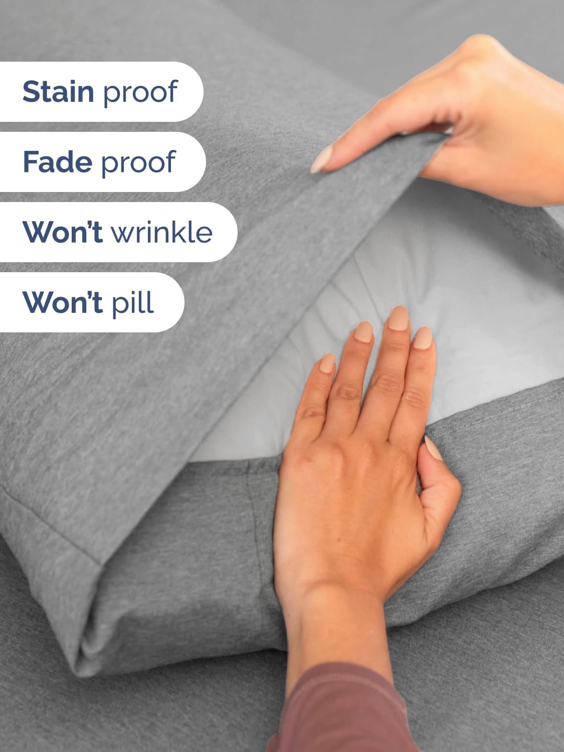 CGK Unlimited Extra Deep King Sheet Set 6 Piece Breathable Cooling Hotel Luxury Bedding with 18-24 Inch Pockets Super Soft Wrinkle Free Heathered Grey - View 4 of 8