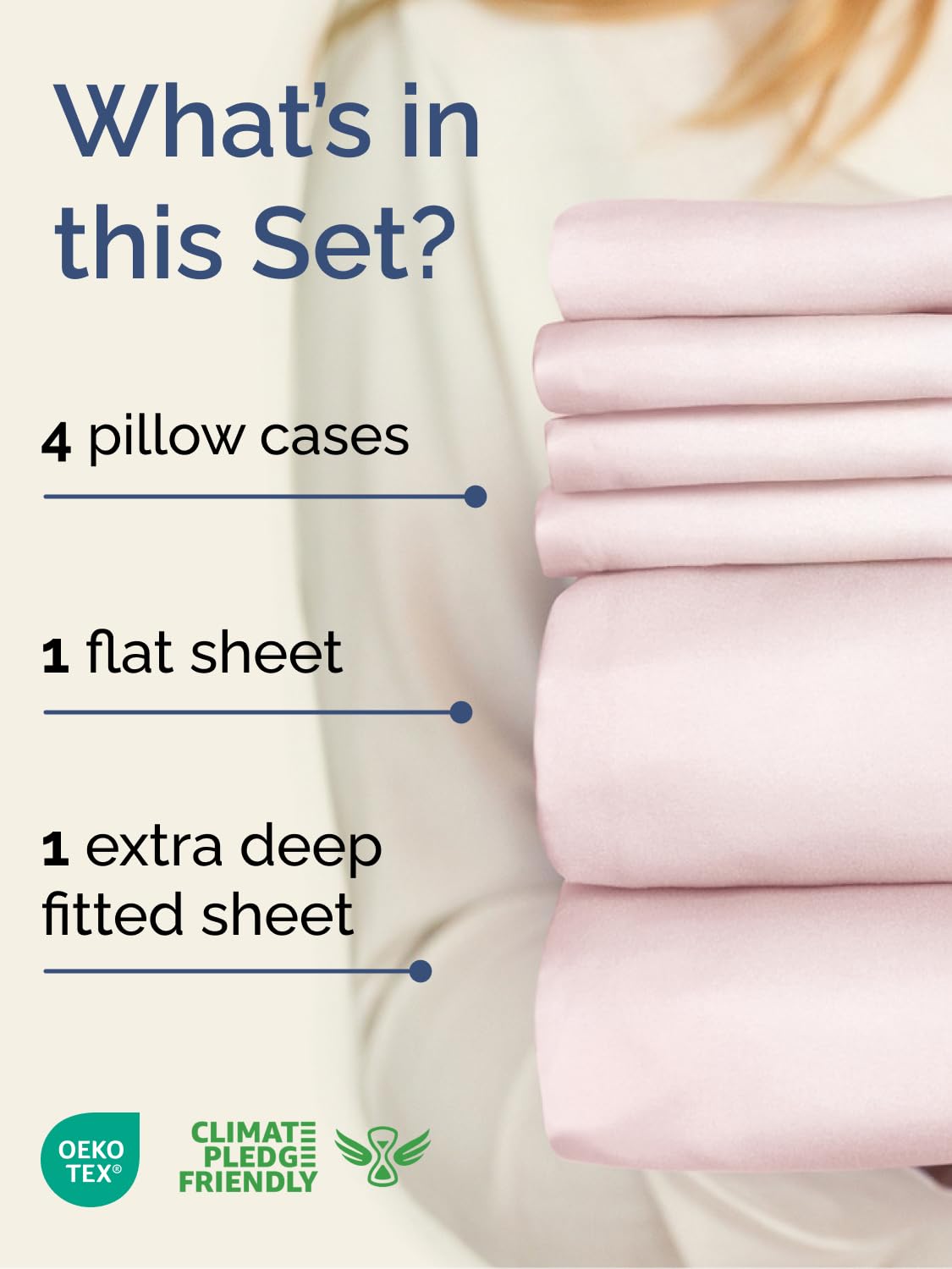 CGK Unlimited Extra Deep Queen Sheet Set 6 Piece Breathable Cooling Hotel Luxury Bedding 18-24 Inch Pockets Easy Fit Super Soft Wrinkle Free Lavender Pink - View 2 of 9