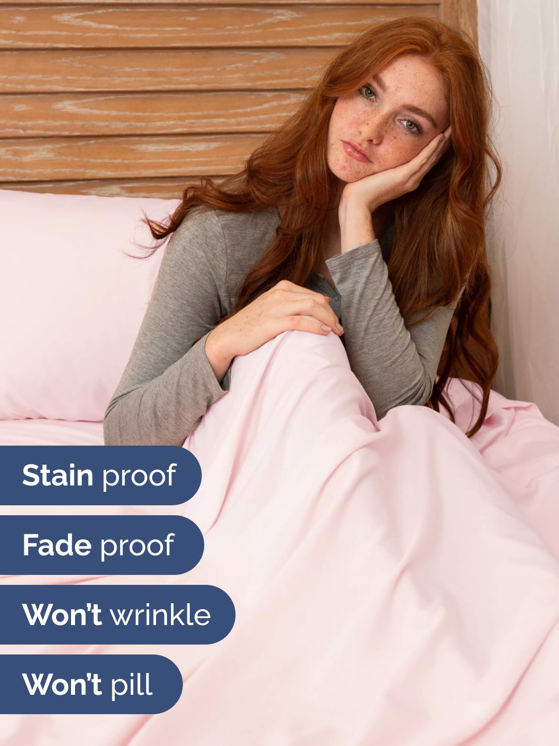 CGK Unlimited Extra Deep Queen Sheet Set 6 Piece Breathable Cooling Hotel Luxury Bedding 18-24 Inch Pockets Easy Fit Super Soft Wrinkle Free Lavender Pink - View 4 of 9