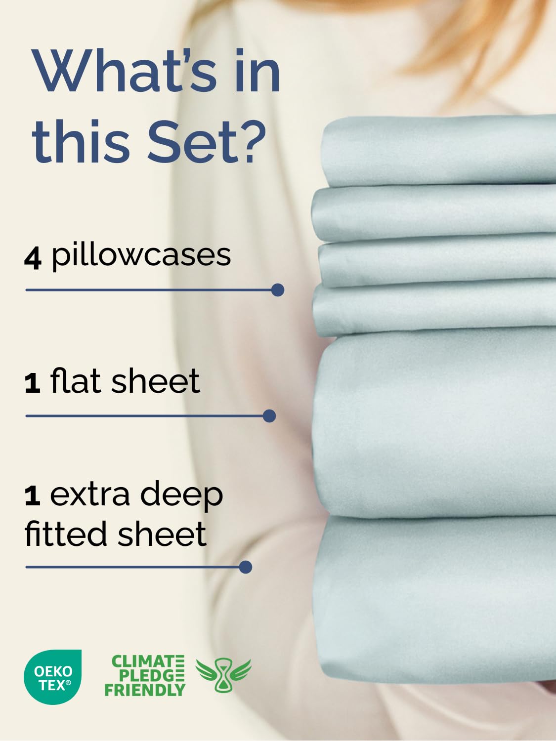 CGK Unlimited Extra Deep Cal King Sheet Set 6 Piece Breathable Cooling Hotel Luxury Bedding Easy Fit Super Soft Wrinkle Free Ice Blue Cal King Size - View 2 of 8