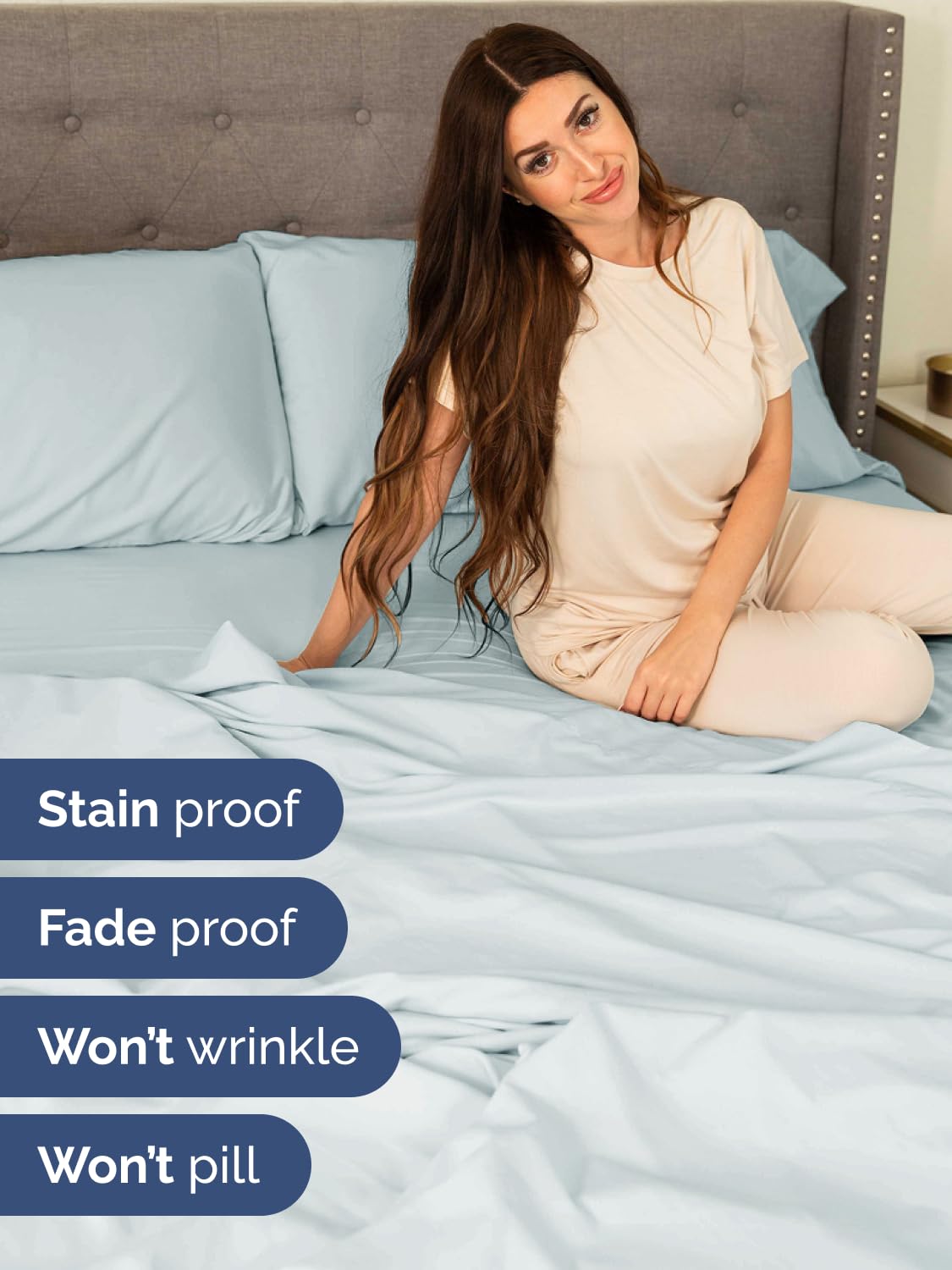 CGK Unlimited Extra Deep Cal King Sheet Set 6 Piece Breathable Cooling Hotel Luxury Bedding Easy Fit Super Soft Wrinkle Free Ice Blue Cal King Size - View 4 of 8