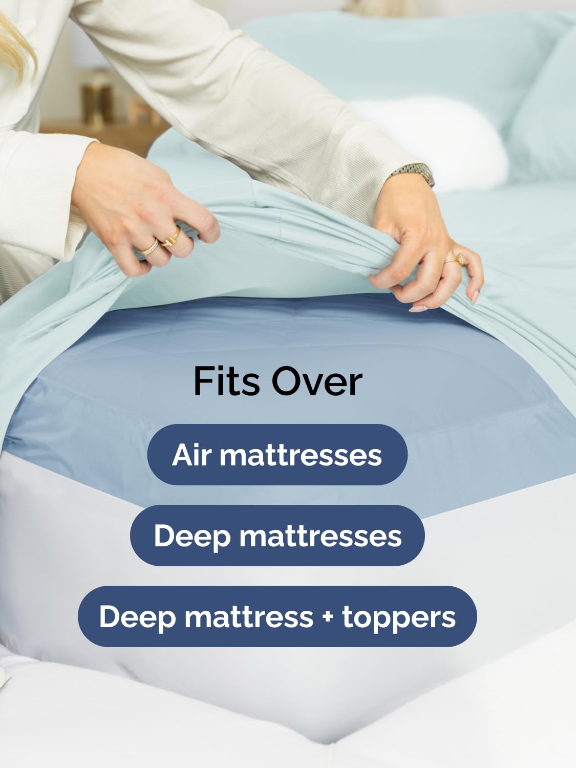 CGK Unlimited Extra Deep Cal King Sheet Set 6 Piece Breathable Cooling Hotel Luxury Bedding Easy Fit Super Soft Wrinkle Free Ice Blue Cal King Size - View 6 of 8