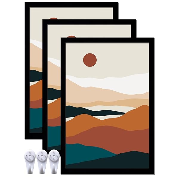 ijuerybai Black 8x12 Picture Frame Set of 3 High Transparency for Photos Collage Canvas Poster Wall Mount Tabletop Horizontal Vertical