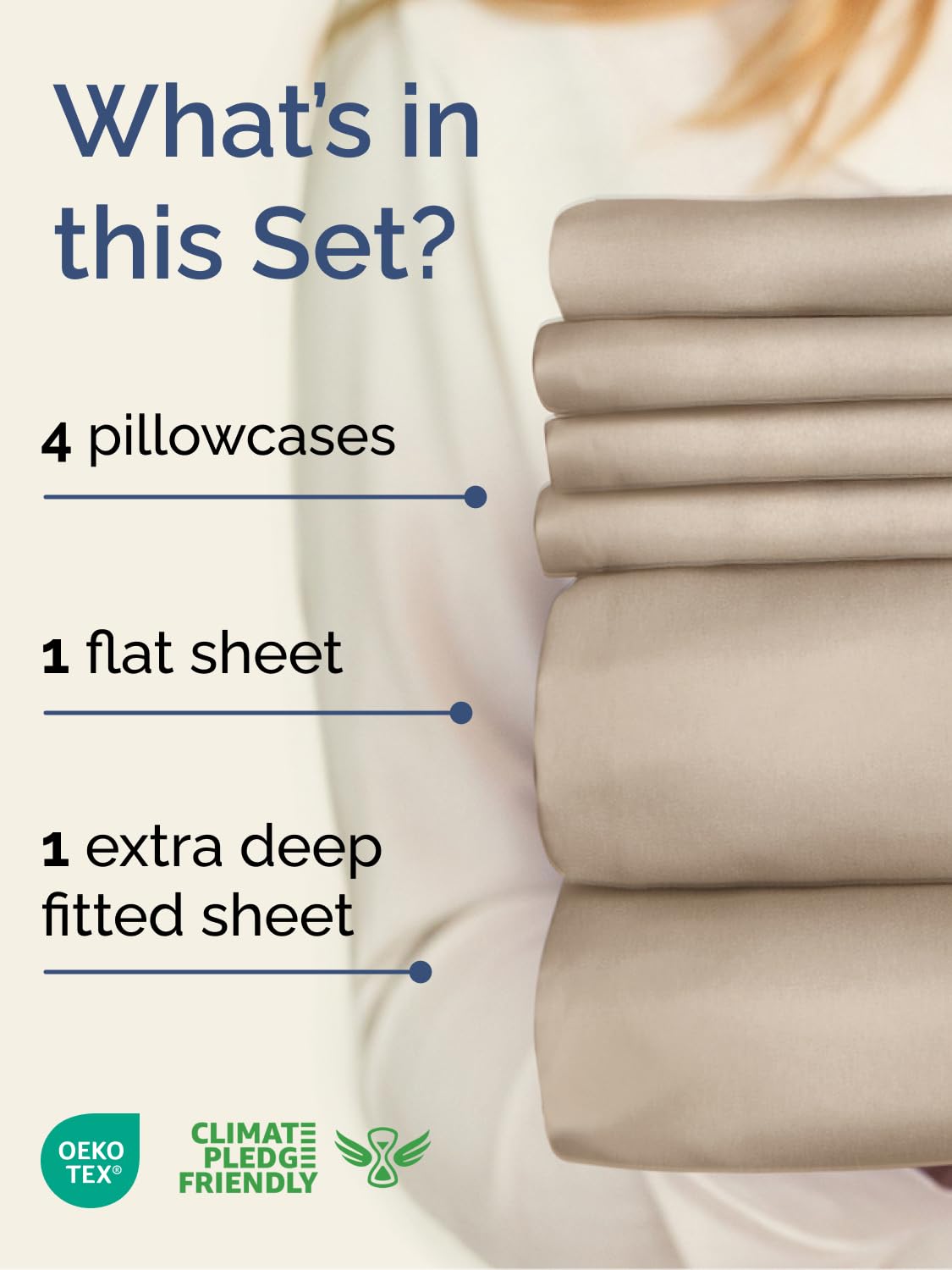 CGK Unlimited Extra Deep King Sheet Set 6 Piece Breathable Cooling Hotel Luxury Bedding with 18-24 Inch Pockets Super Soft Wrinkle Free Wheat Color - View 2 of 8