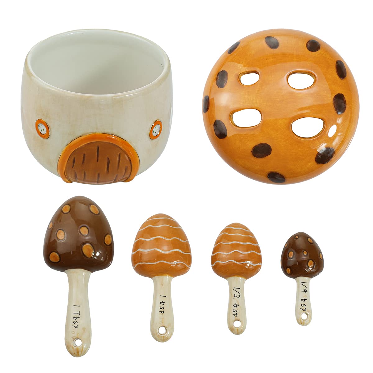 Sizikato Sizikato 4pcs Porcelain Measuring Spoons Cartoon Mushroom House Design for Kitchen Use - View 7 of 9
