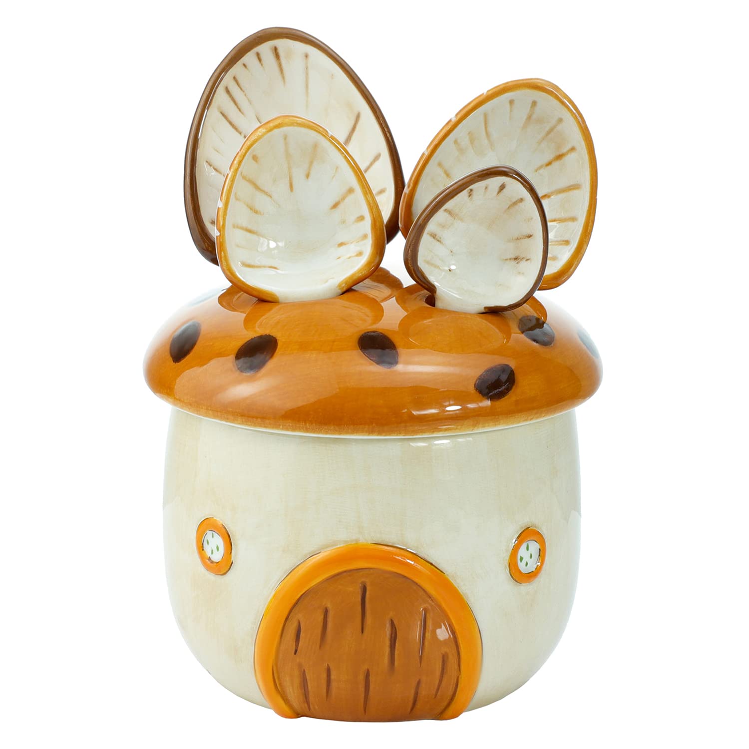 Sizikato Sizikato 4pcs Porcelain Measuring Spoons Cartoon Mushroom House Design for Kitchen Use