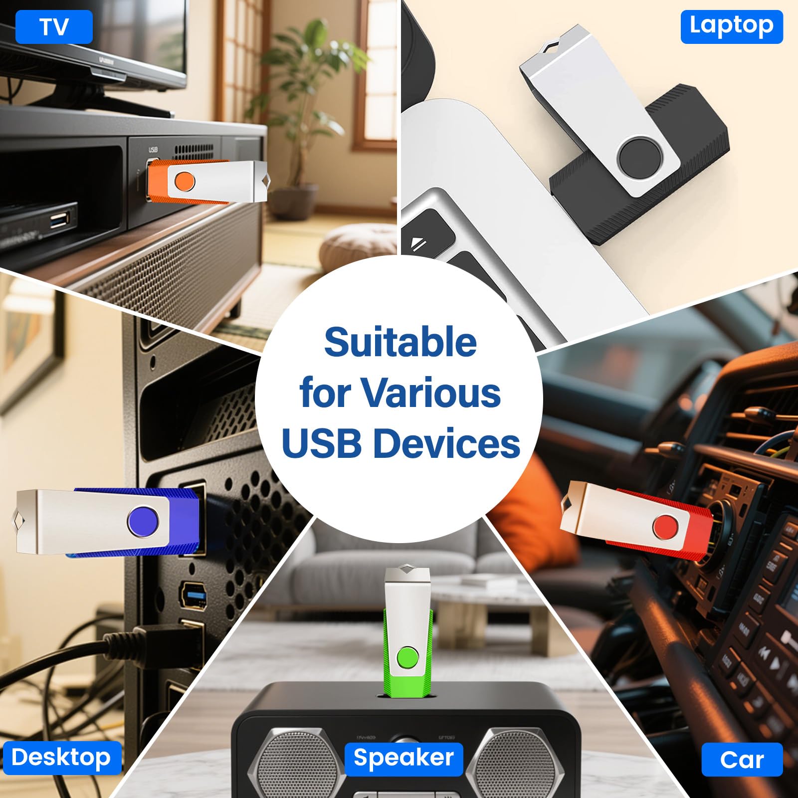 Wooolken 4GB Flash Drive 20 Pack Wooolken USB 2.0 Memory Stick for Data Storage and Backup in Mixed Colors - View 3 of 8